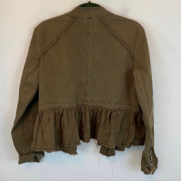 Free people ruffle hem military olive jacket - Picture 6 of 7